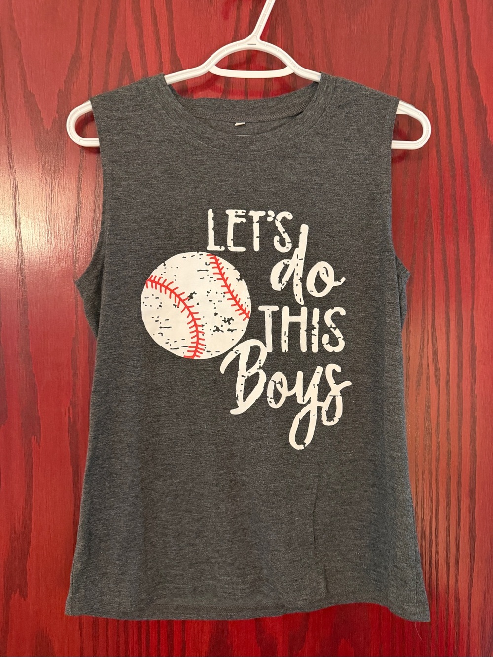Womenβs Sleeveless Baseball Graphic Tank Top - Dark Gray